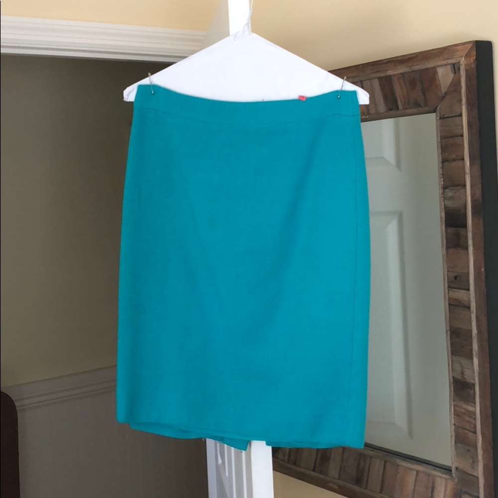 J. Crew teal wool pencil skirt